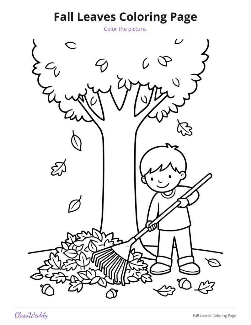Fall Leaves Coloring Page