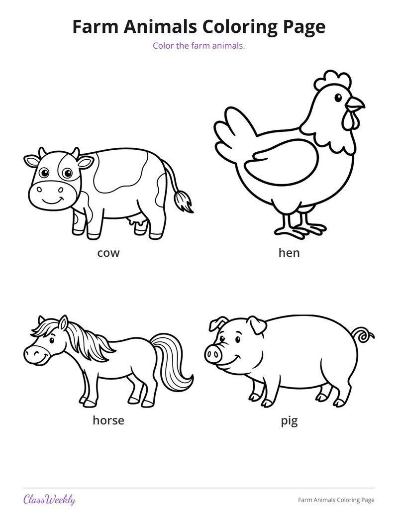 Farm Animals Coloring Page