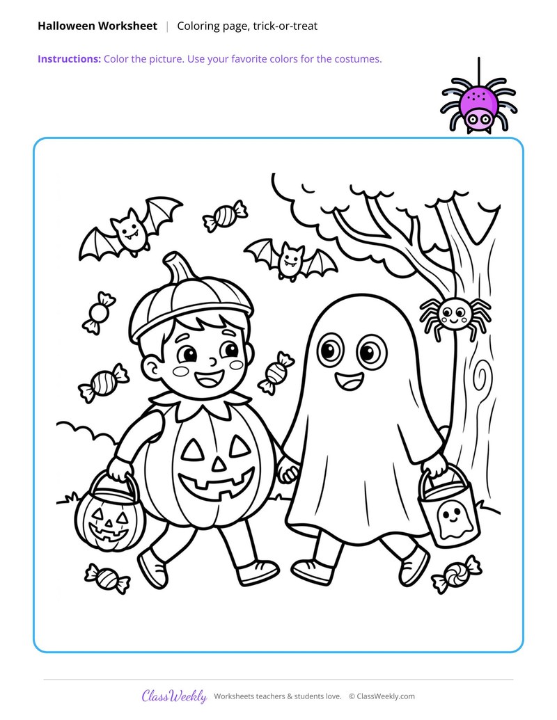 Trick-or-treat Coloring Page