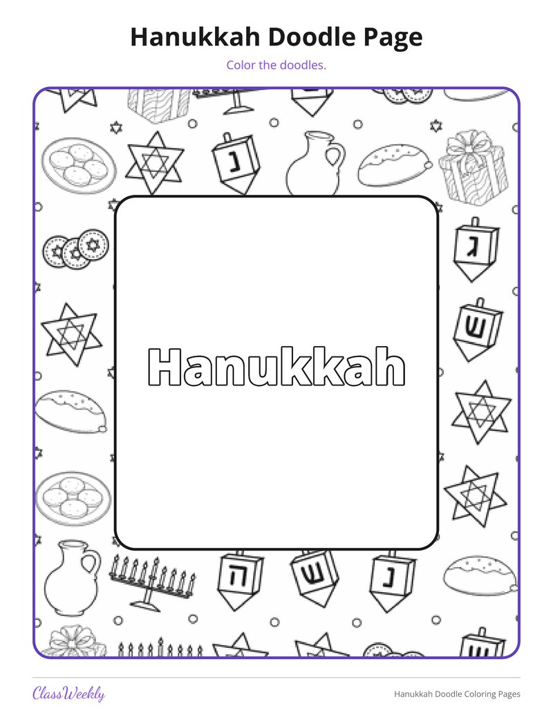 Hanukkah Doodle Coloring Pages - Page 3