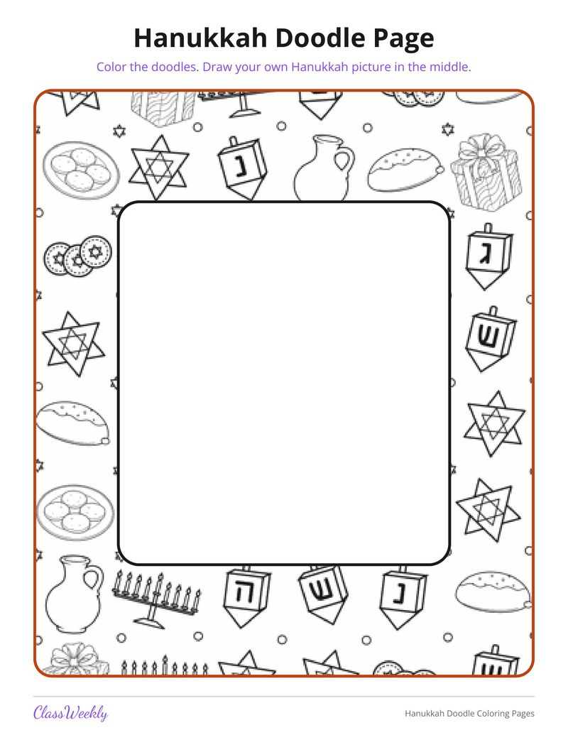Hanukkah Doodle Coloring Pages - Page 4