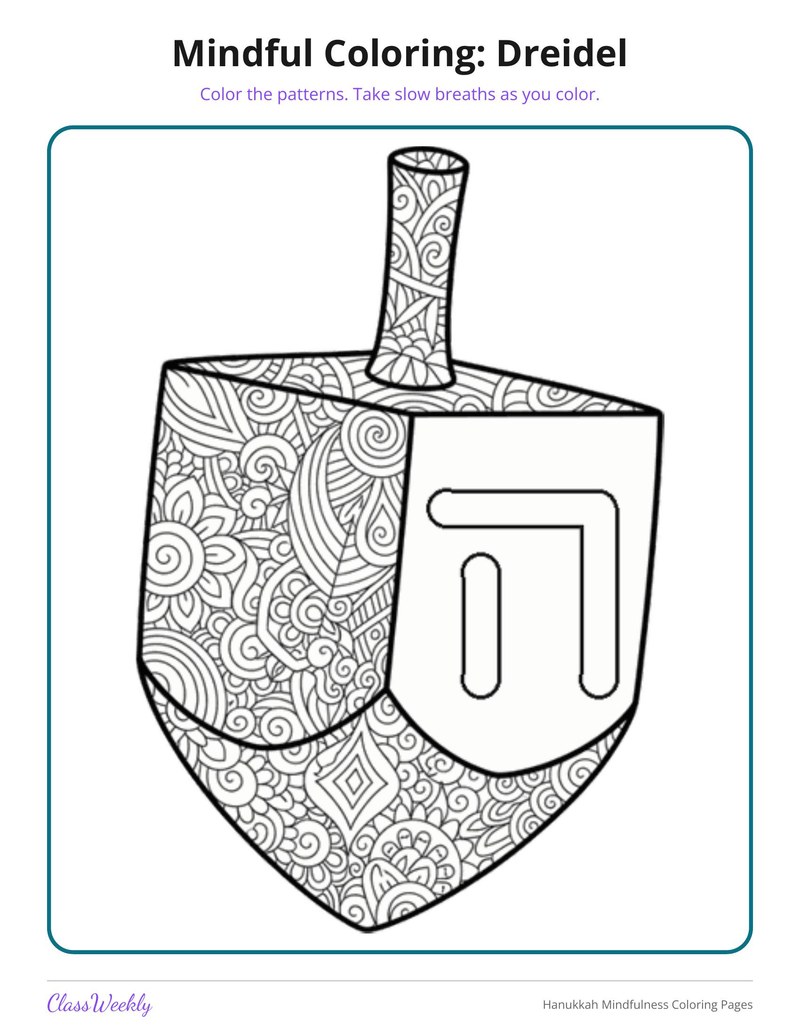 Hanukkah Mindfulness Coloring Pages - Page 2