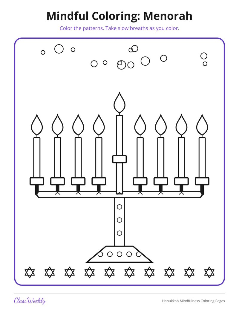 Hanukkah Mindfulness Coloring Pages - Page 3