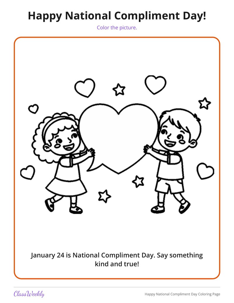Happy National Compliment Day Coloring Page