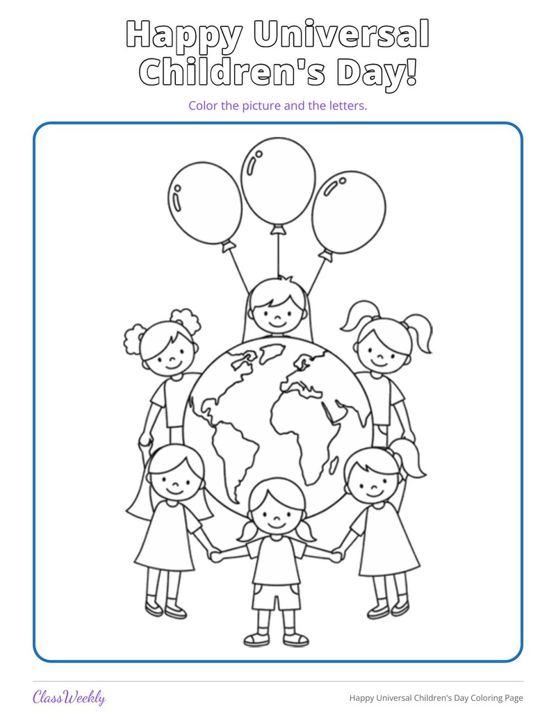 Happy Universal Children's Day Coloring Page
