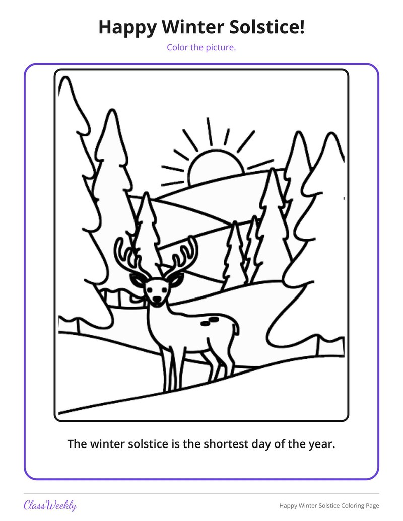 Happy Winter Solstice Coloring Page