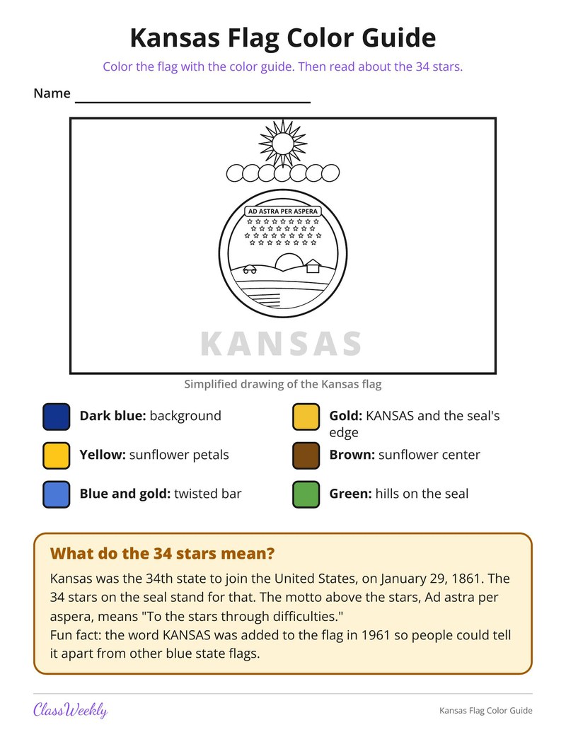 Kansas Flag Color Guide