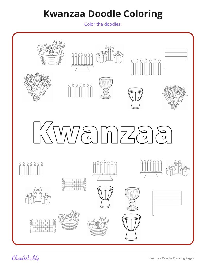 Kwanzaa Doodle Coloring Pages - Page 2