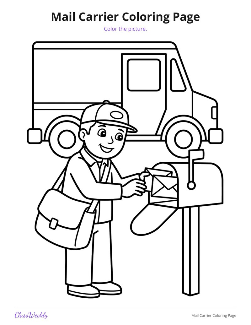 Mail Carrier Coloring Page
