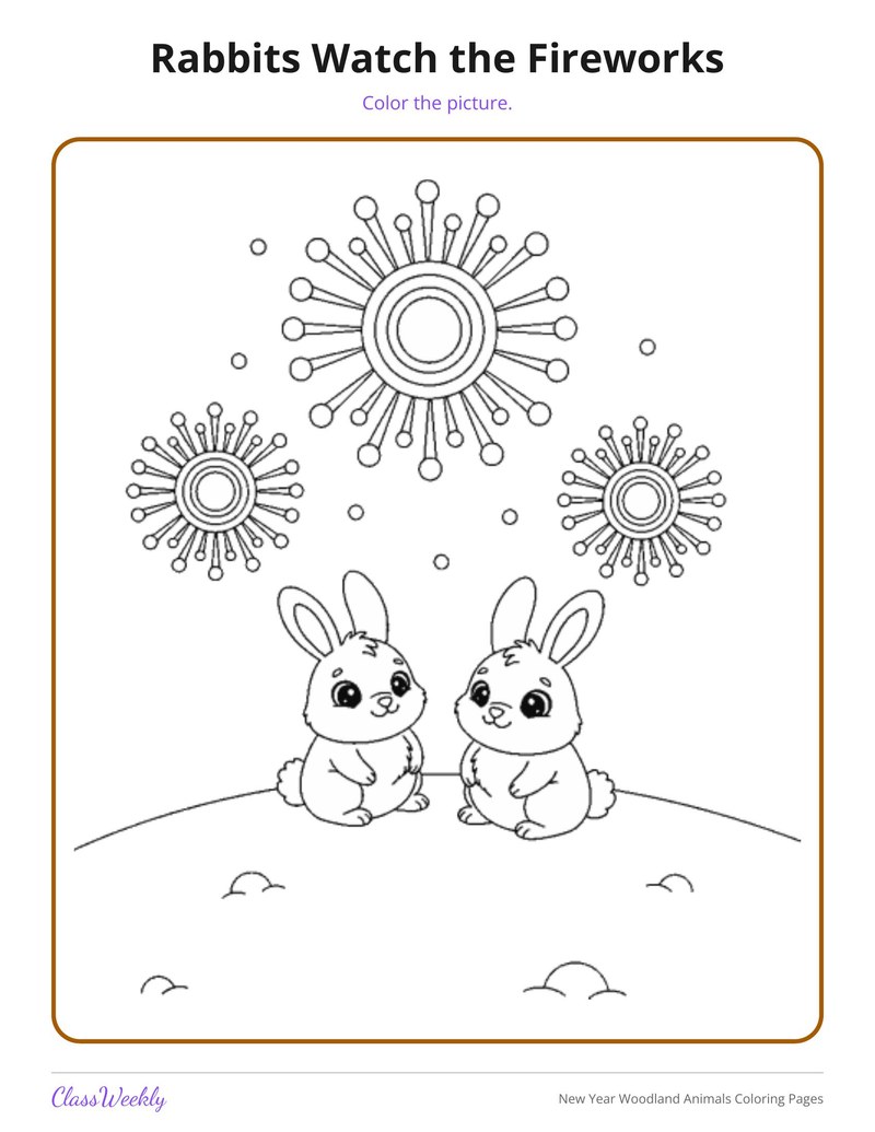 New Year Woodland Animals Coloring Pages - Page 4