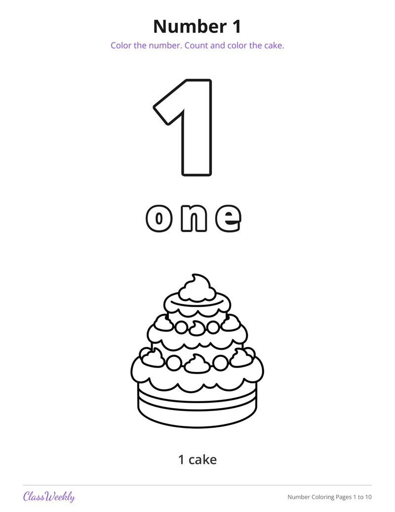 Number Coloring Pages 1 to 10 - Page 2