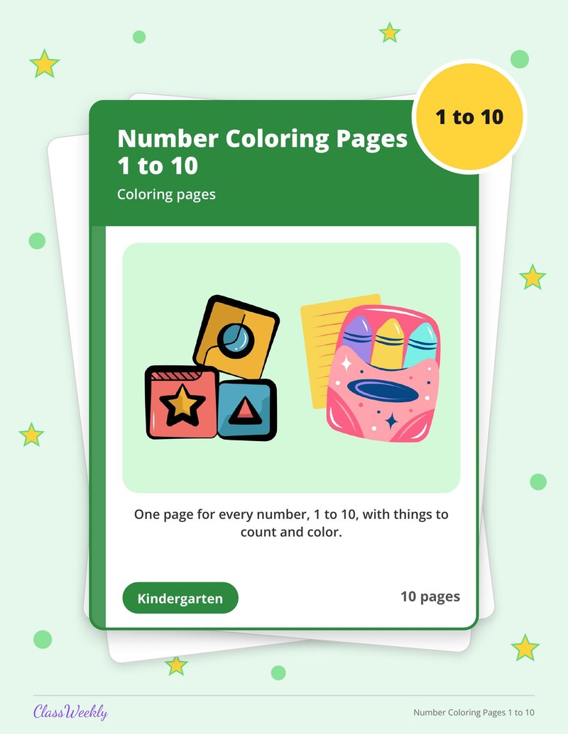 Number Coloring Pages 1 to 10 - Page 1