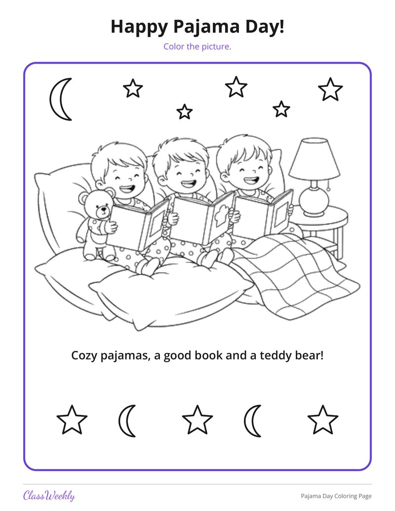 Pajama Day Coloring Page