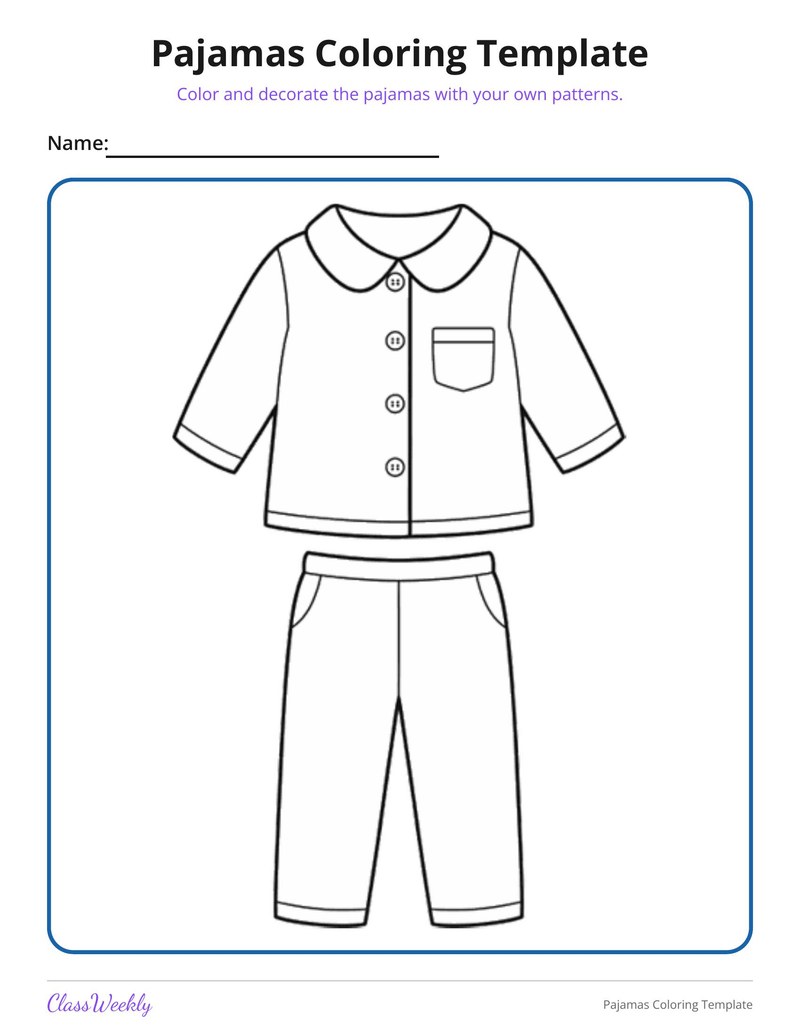Pajamas Coloring Template