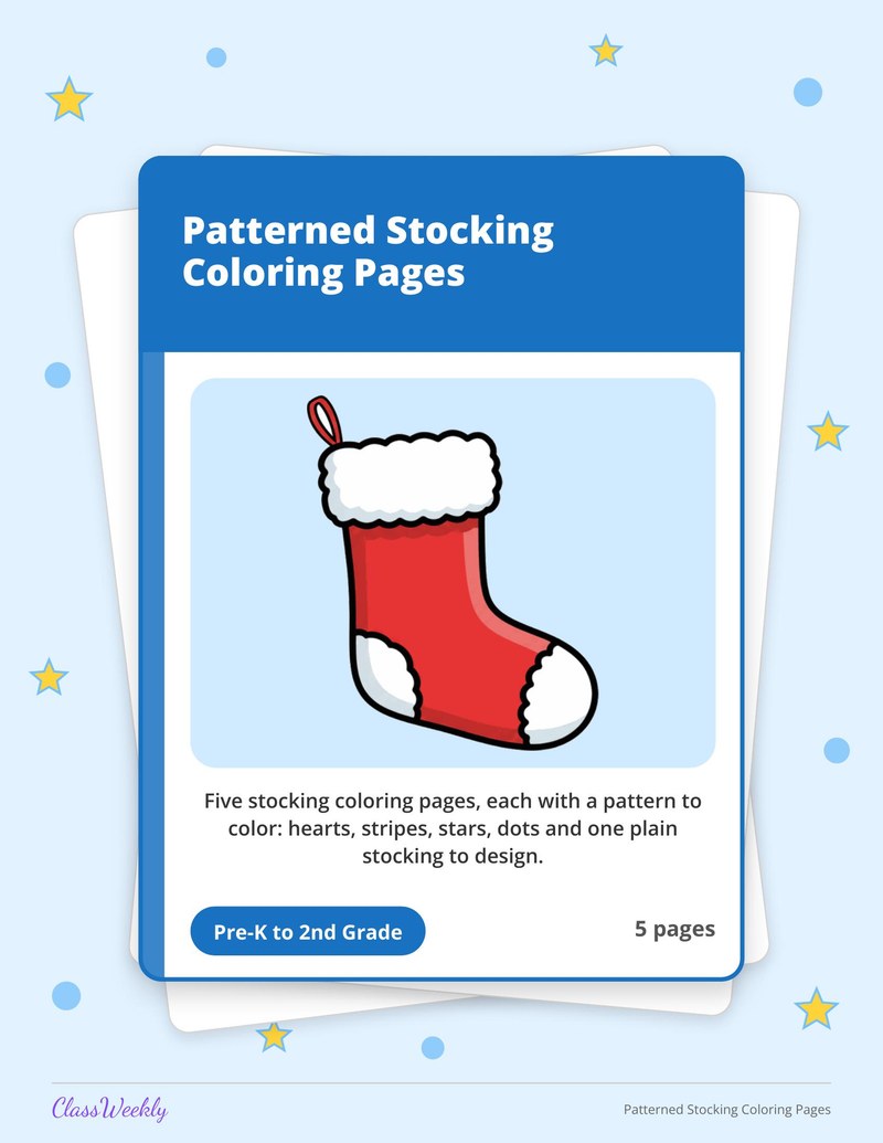 Patterned Stocking Coloring Pages - Page 1