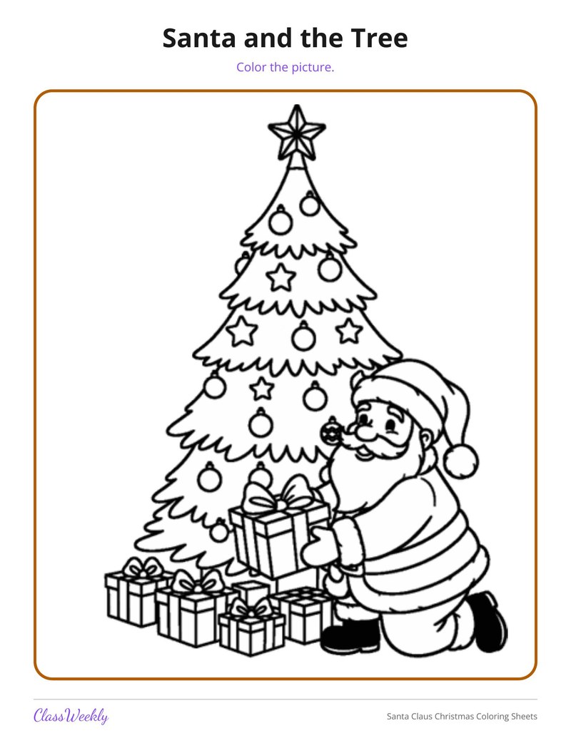 Santa Claus Christmas Coloring Sheets - Page 4