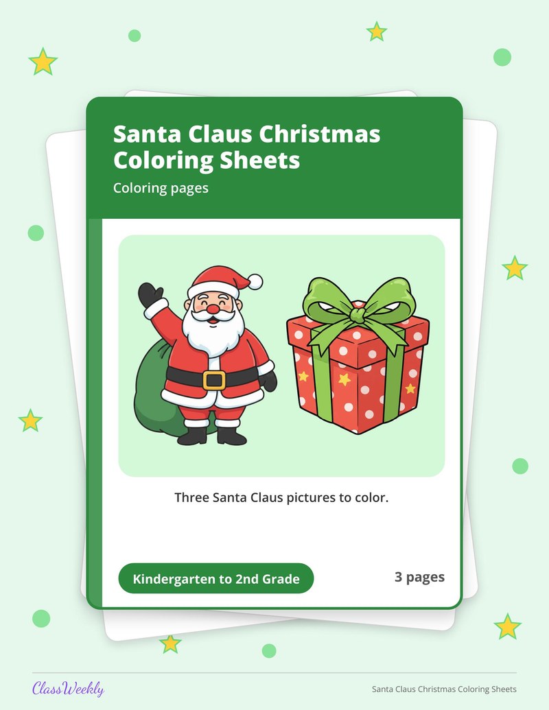 Santa Claus Christmas Coloring Sheets - Page 1