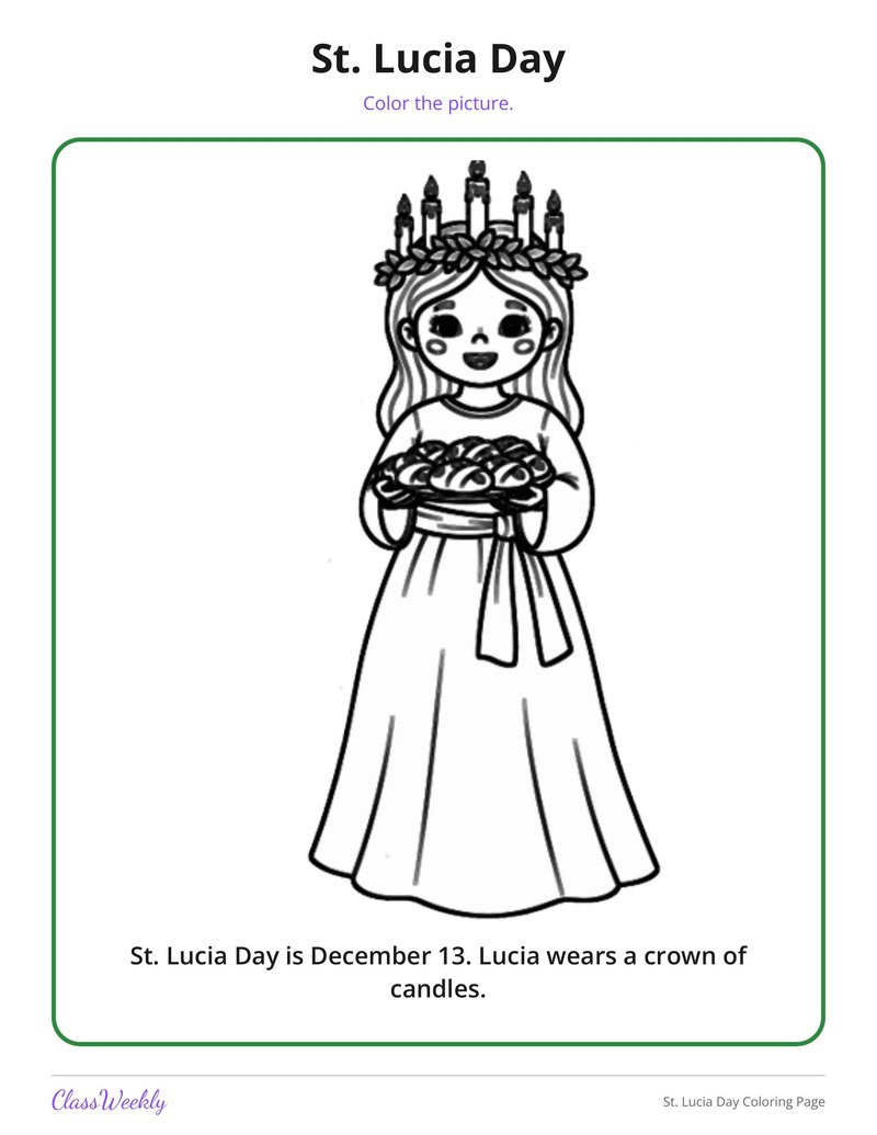 St. Lucia Day Coloring Page