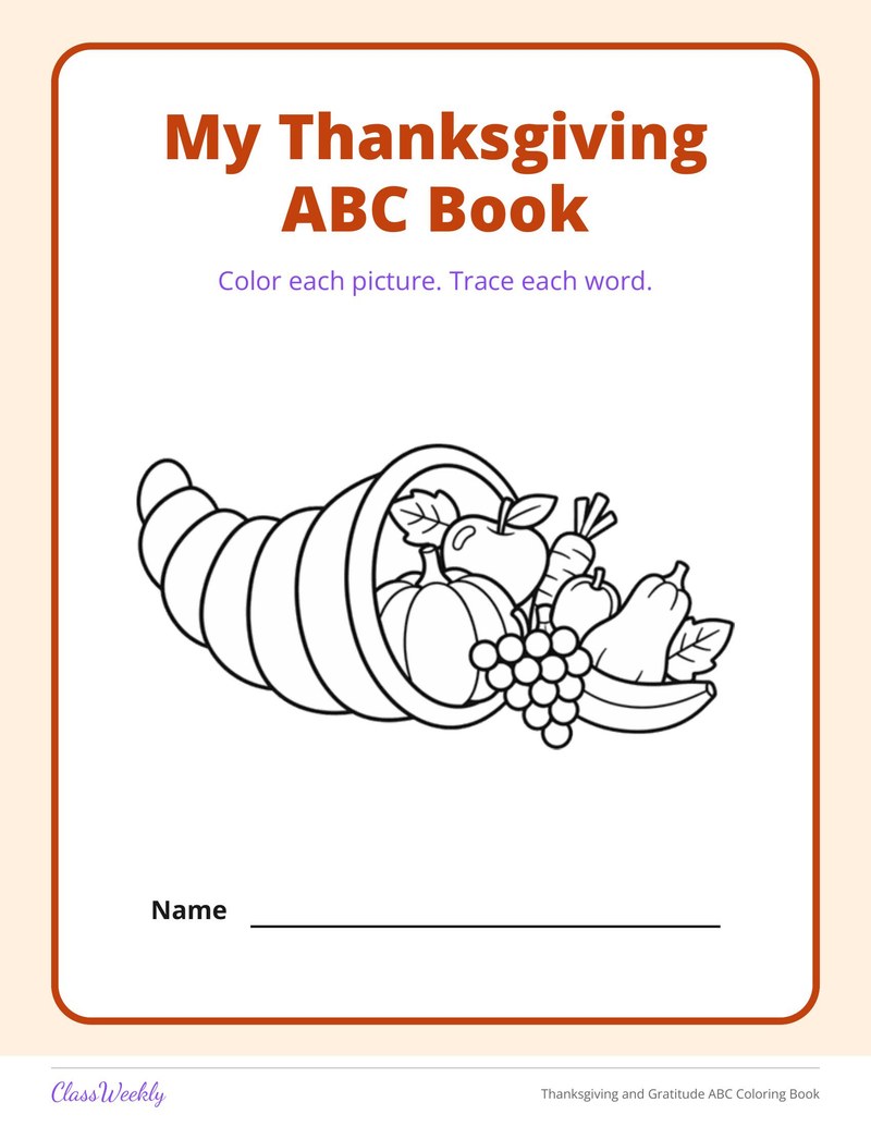 Thanksgiving and Gratitude ABC Coloring Book - Page 2