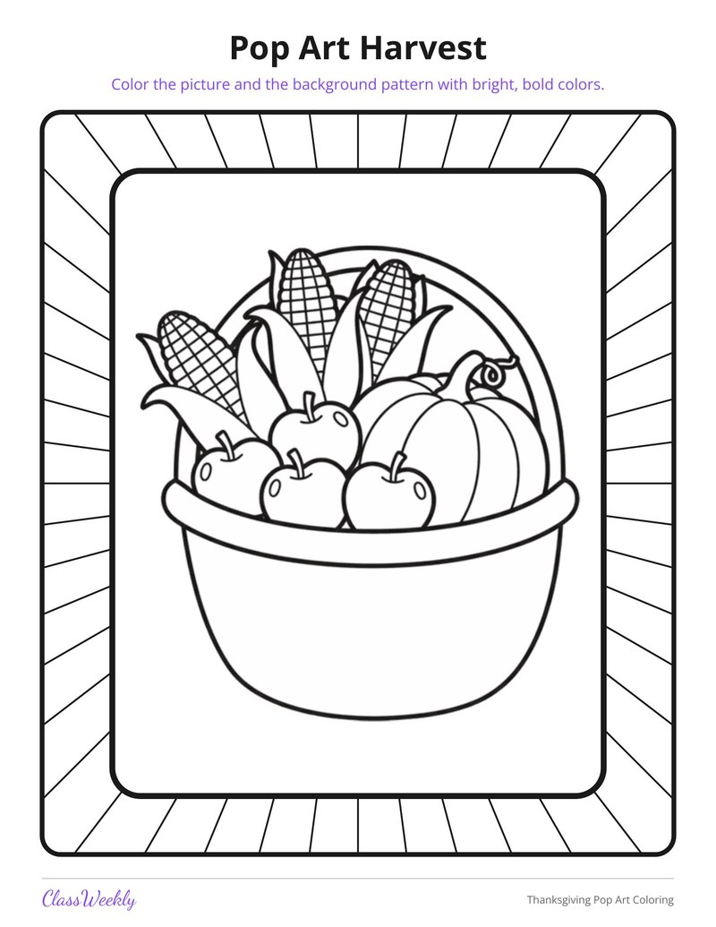 Thanksgiving Pop Art Coloring - Page 3