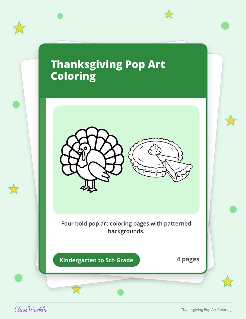 Thanksgiving Pop Art Coloring - Page 1