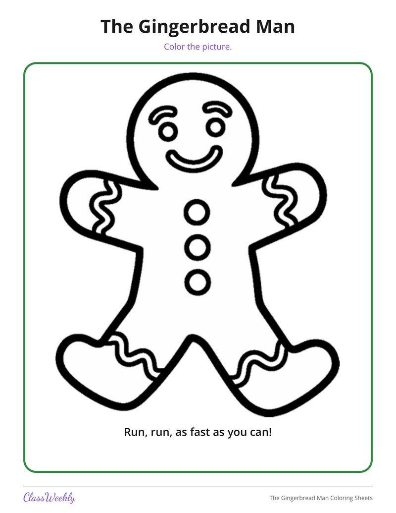 The Gingerbread Man Coloring Sheets - Page 2