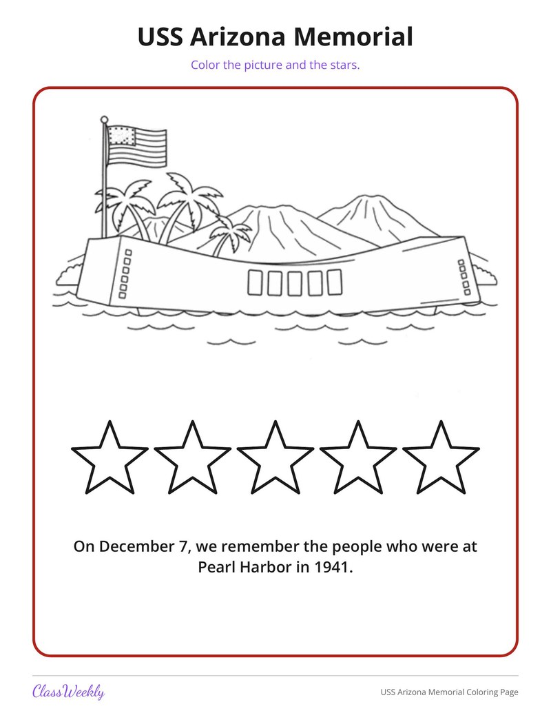 USS Arizona Memorial Coloring Page