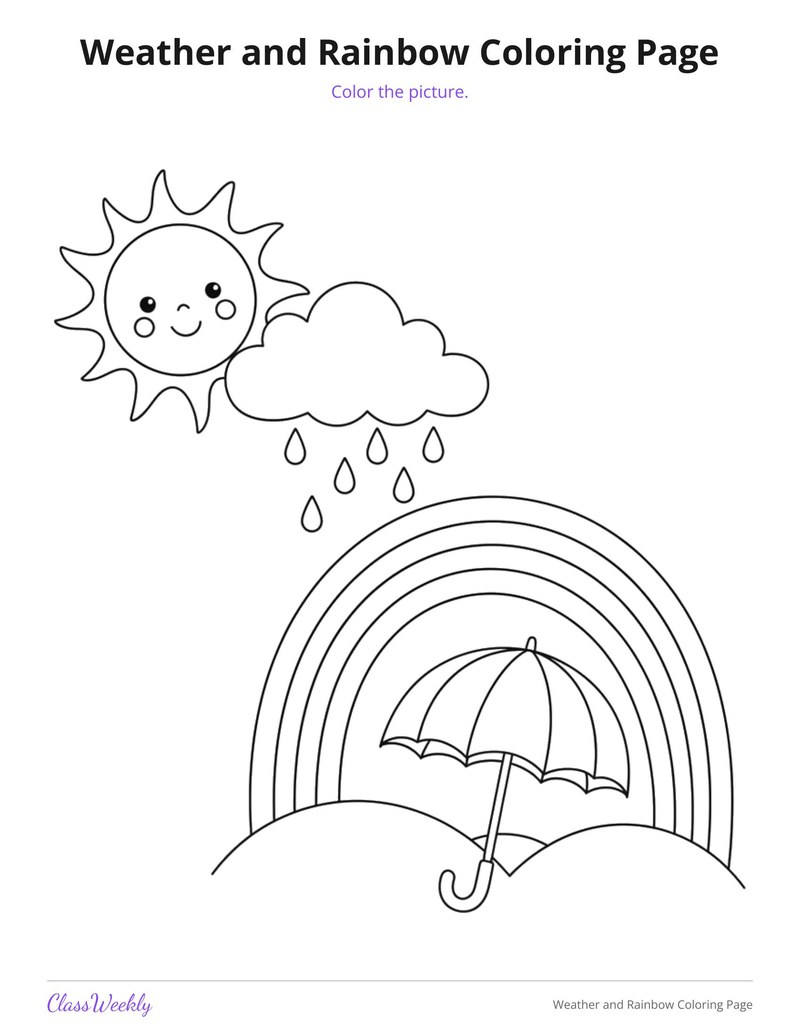 Weather and Rainbow Coloring Page