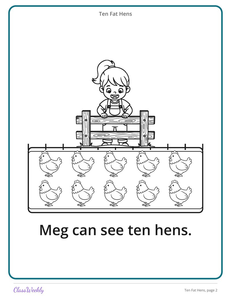 Ten Fat Hens: Short A and E Decodable Reader
