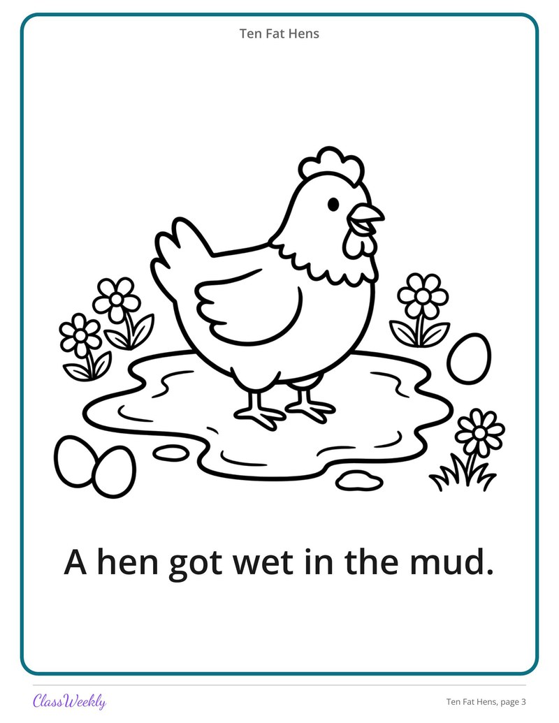 Ten Fat Hens: Short A and E Decodable Reader