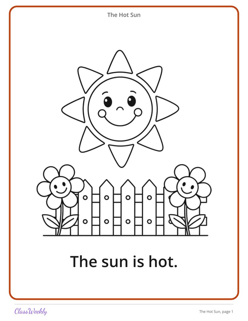 The Hot Sun: Short O and U Decodable Reader