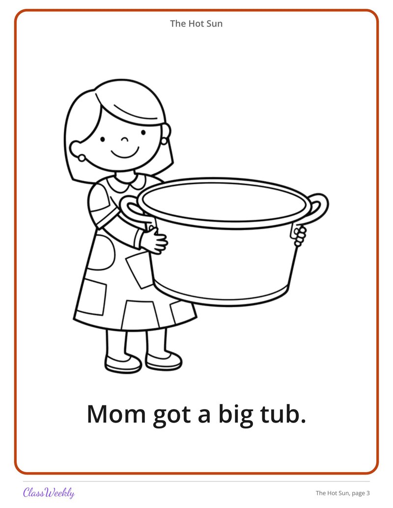 The Hot Sun: Short O and U Decodable Reader