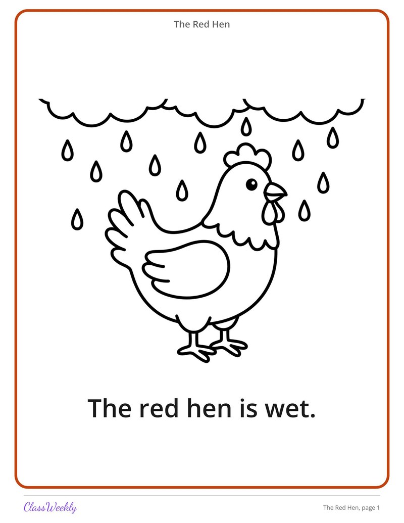 The Red Hen: Short E Decodable Reader - Page 2