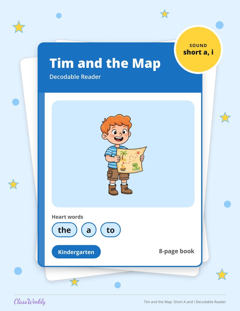 Tim and the Map: Short A and I Decodable Reader - Page 1