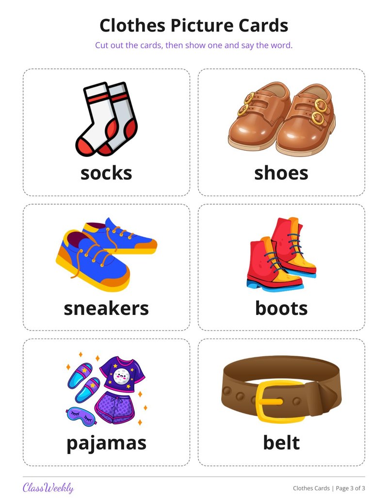 Clothes Picture Cards for English Learners - Page 4
