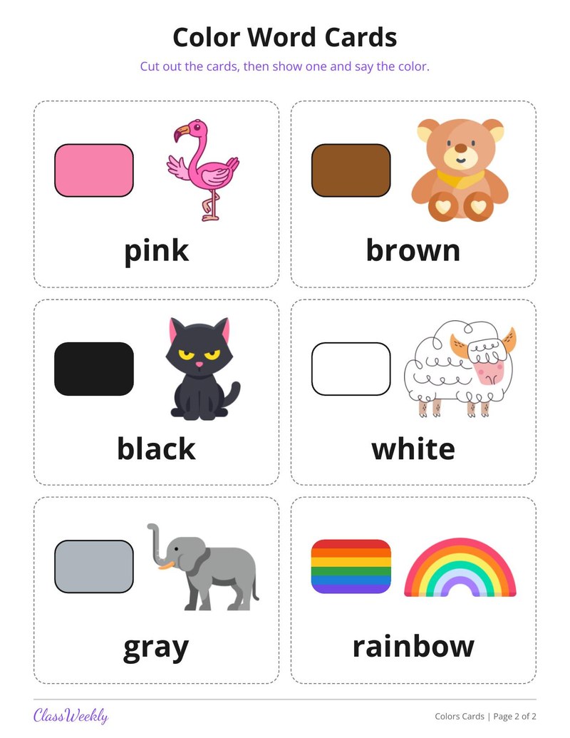 Color Word Cards for English Learners - Page 3