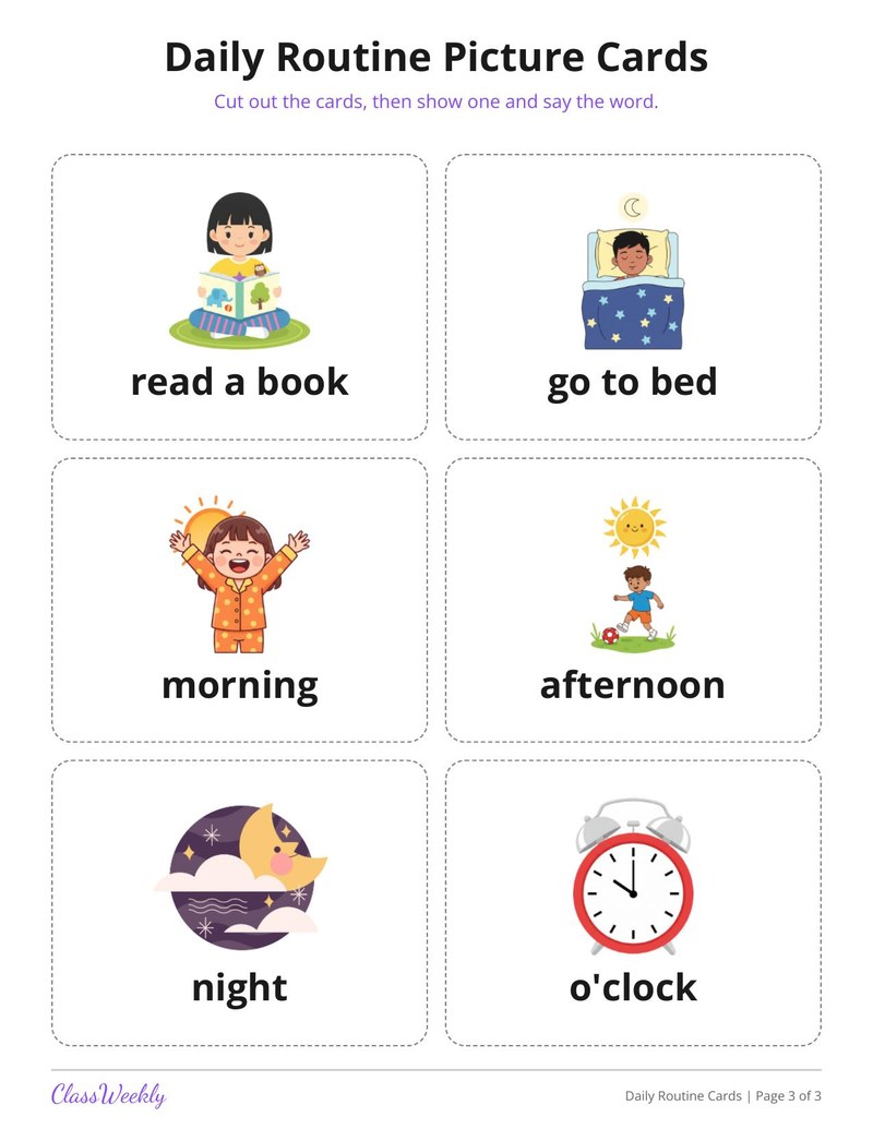 Daily Routine Picture Cards for English Learners - Page 4