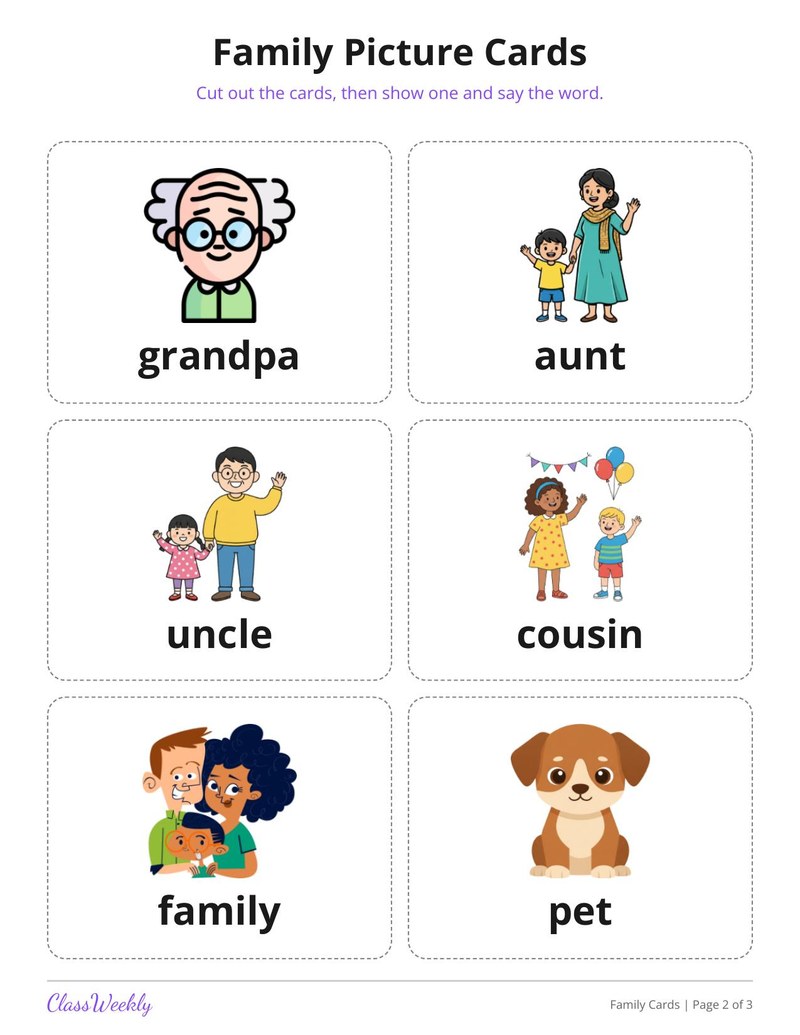Family Picture Cards for English Learners - Page 3