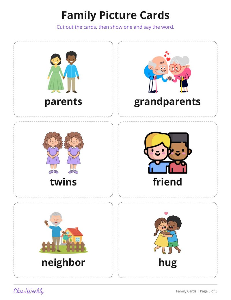 Family Picture Cards for English Learners - Page 4