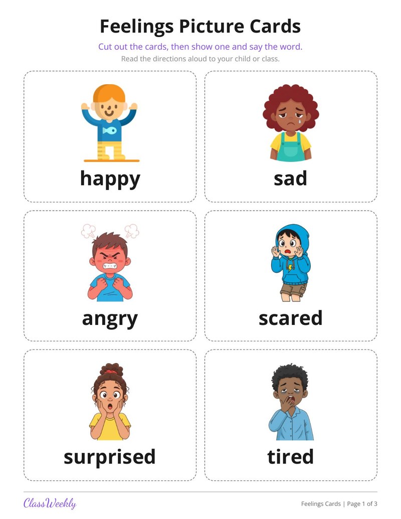 Feelings Picture Cards for English Learners - Page 2