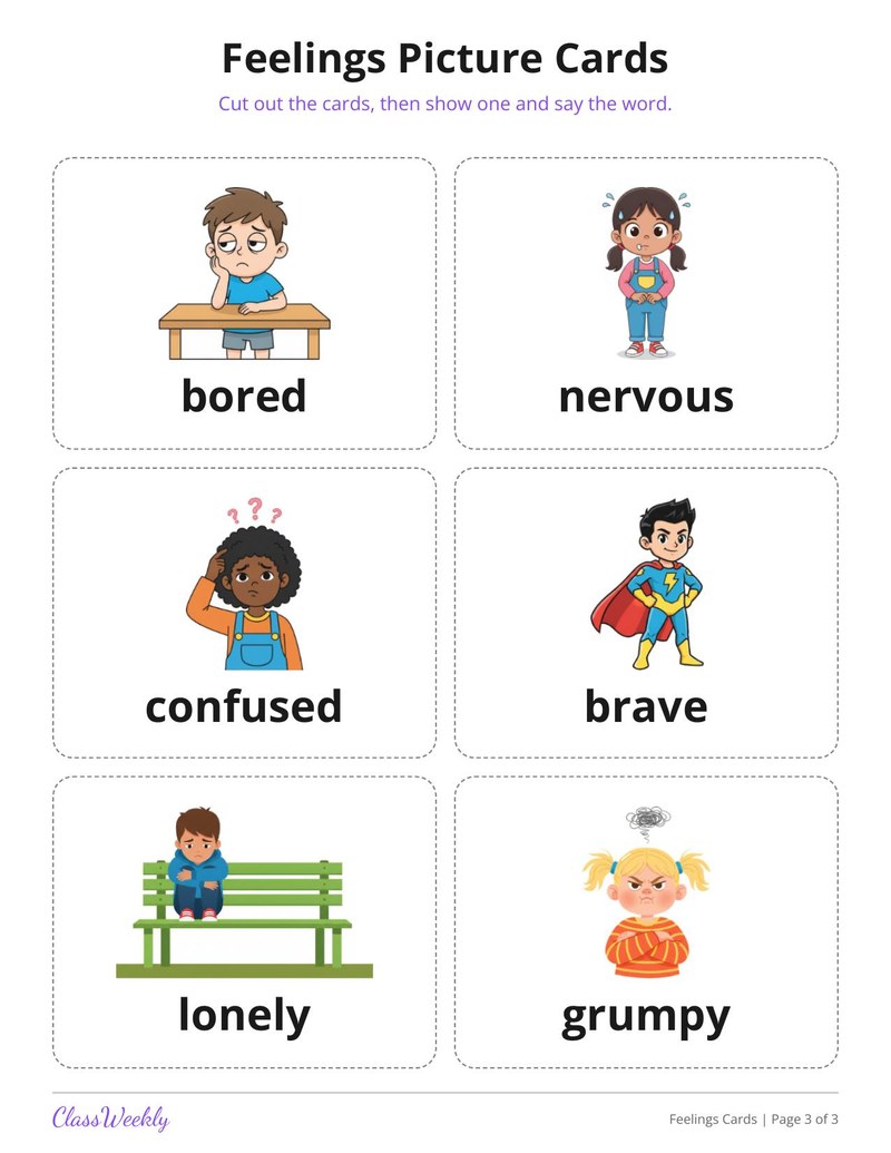 Feelings Picture Cards for English Learners - Page 4