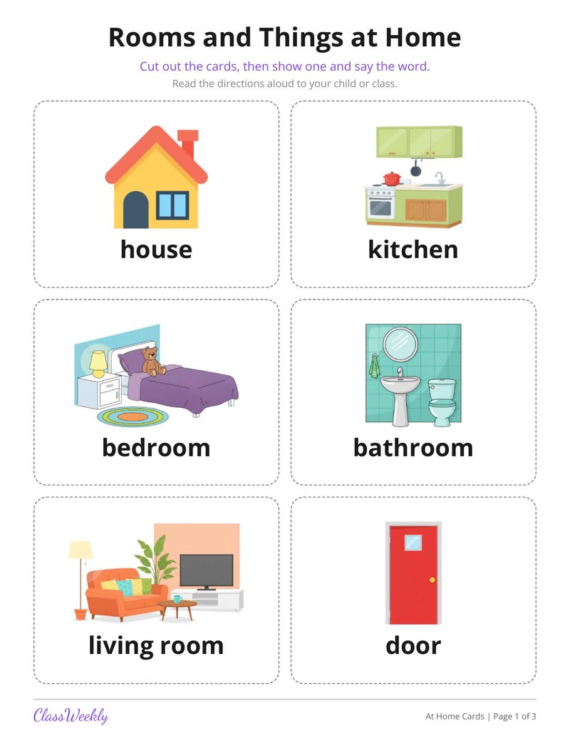 Rooms and Things at Home Picture Cards for English Learners - Page 2