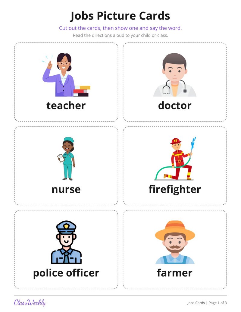 Jobs Picture Cards for English Learners - Page 2