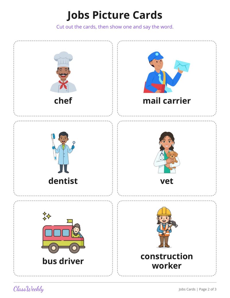 Jobs Picture Cards for English Learners - Page 3