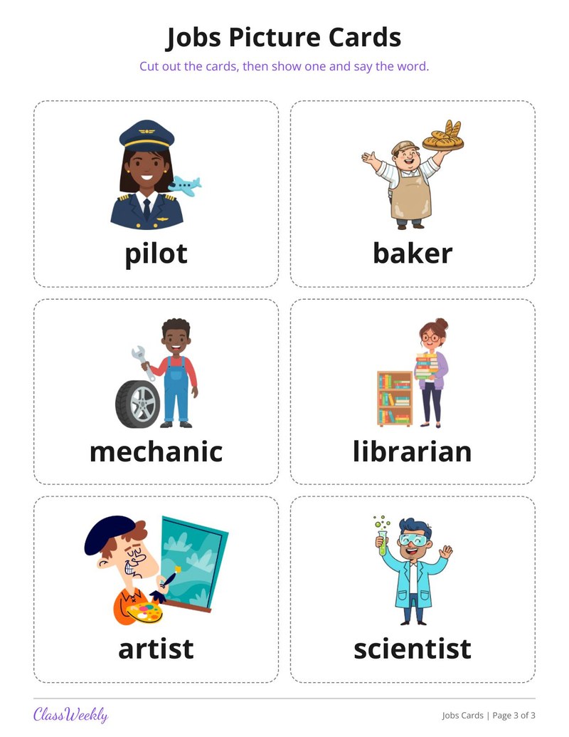 Jobs Picture Cards for English Learners - Page 4