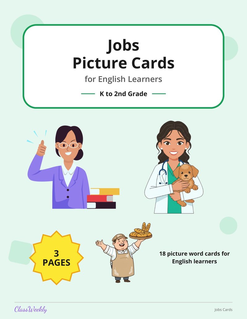 Jobs Picture Cards for English Learners - Page 1