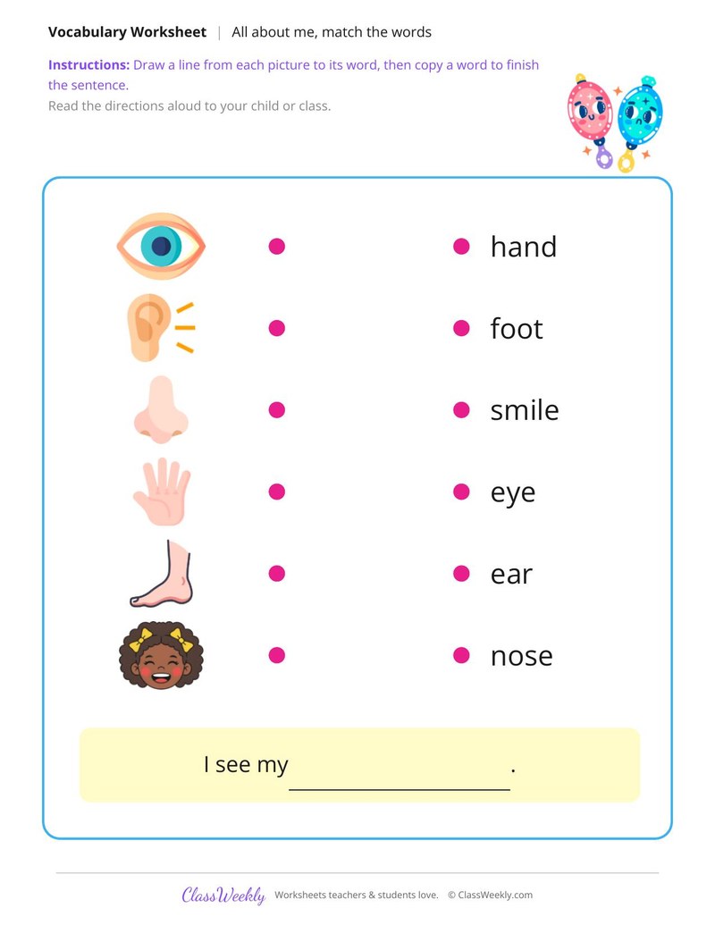 Match the Words: All About Me