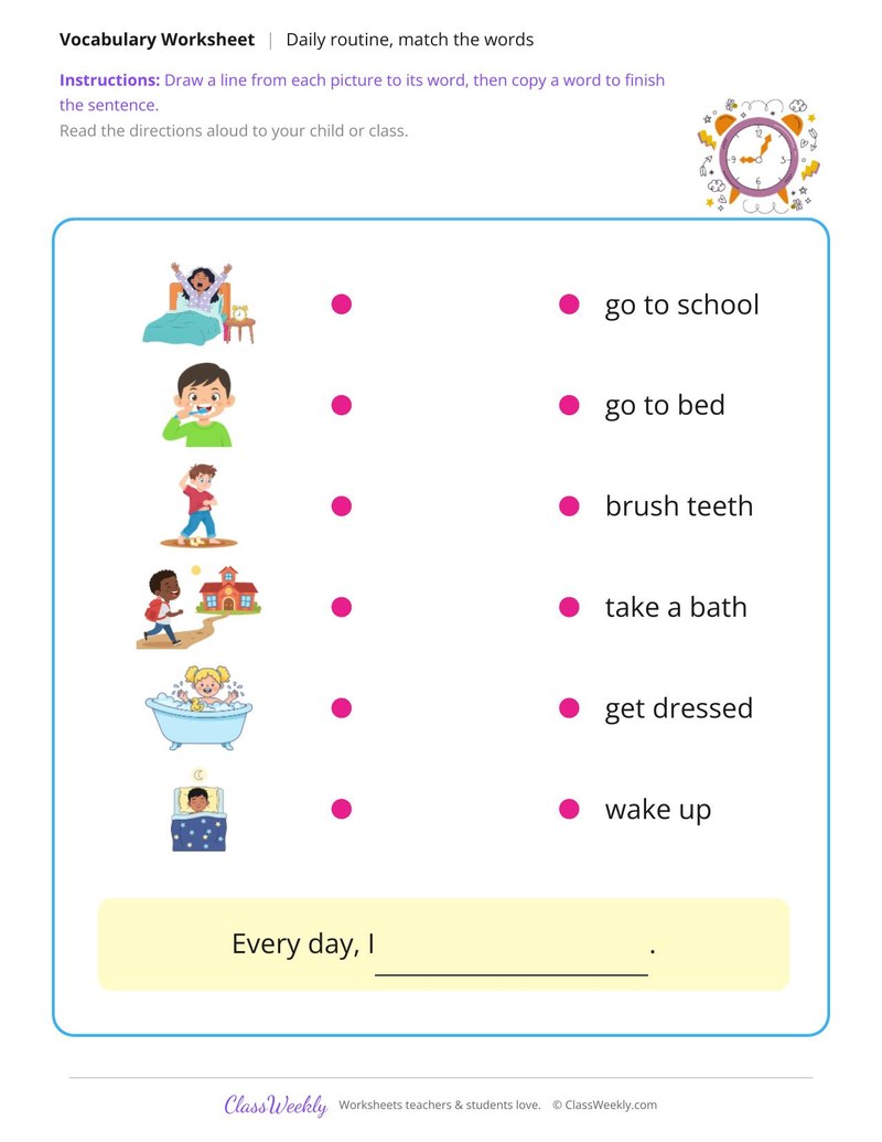 Match the Words: Daily Routine