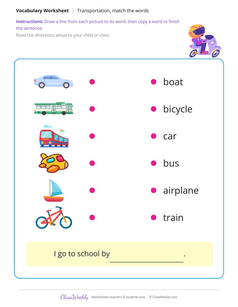 Match the Words: Transportation