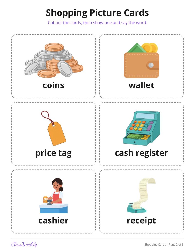 Shopping Picture Cards for English Learners - Page 3